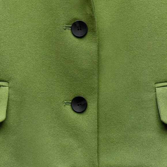 NWT Green Blazer FELT TEXTURE MULTI-POCKET BLAZER Size XS Color Lawn - Picture 9 of 12